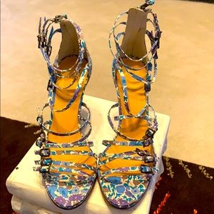 Multi Colored 3 1/2 Strappy Heals size 9 Brand new